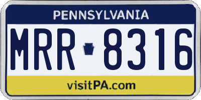 PA license plate MRR8316