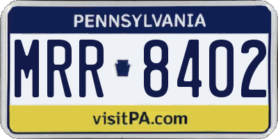 PA license plate MRR8402