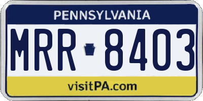 PA license plate MRR8403
