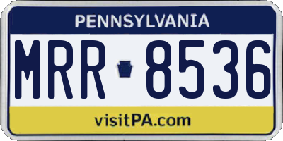 PA license plate MRR8536