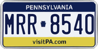 PA license plate MRR8540