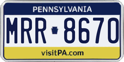PA license plate MRR8670
