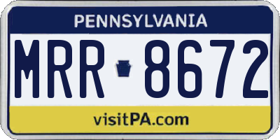 PA license plate MRR8672