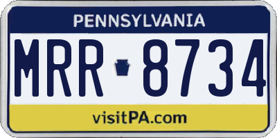 PA license plate MRR8734