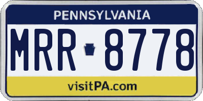 PA license plate MRR8778