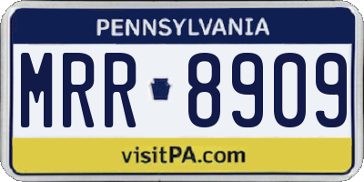 PA license plate MRR8909