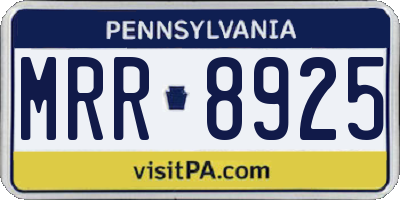 PA license plate MRR8925