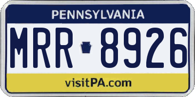 PA license plate MRR8926