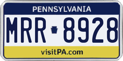 PA license plate MRR8928