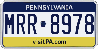 PA license plate MRR8978