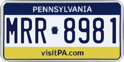 PA license plate MRR8981