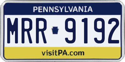 PA license plate MRR9192