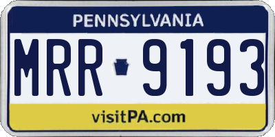 PA license plate MRR9193