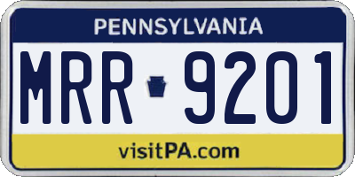 PA license plate MRR9201