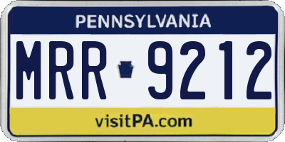 PA license plate MRR9212