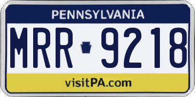 PA license plate MRR9218