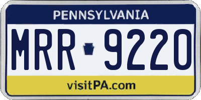 PA license plate MRR9220