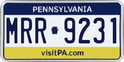 PA license plate MRR9231