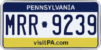 PA license plate MRR9239