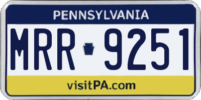 PA license plate MRR9251