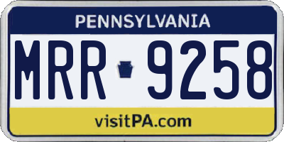 PA license plate MRR9258