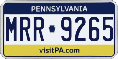 PA license plate MRR9265