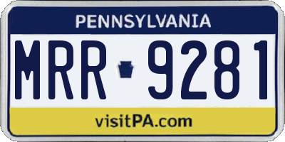 PA license plate MRR9281