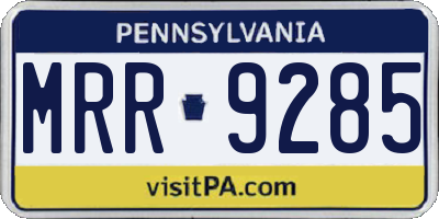 PA license plate MRR9285
