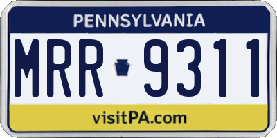 PA license plate MRR9311