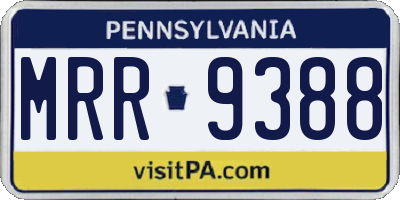 PA license plate MRR9388