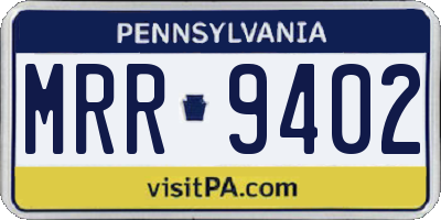 PA license plate MRR9402