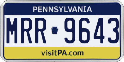 PA license plate MRR9643