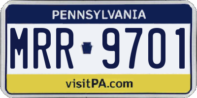 PA license plate MRR9701