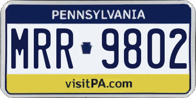 PA license plate MRR9802