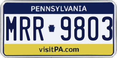 PA license plate MRR9803