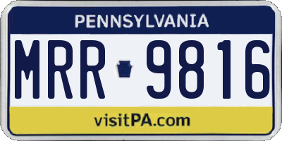 PA license plate MRR9816