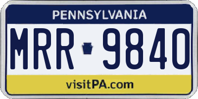 PA license plate MRR9840
