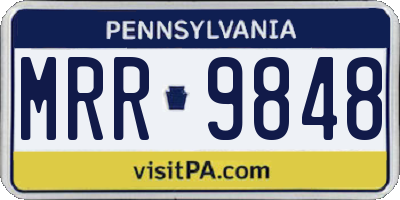 PA license plate MRR9848