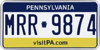 PA license plate MRR9874
