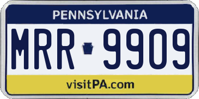 PA license plate MRR9909