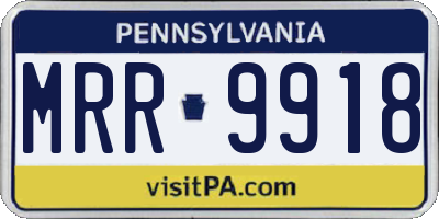 PA license plate MRR9918