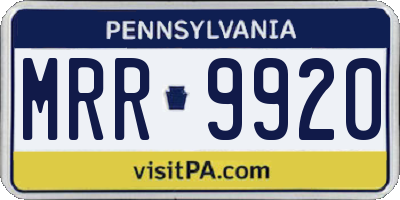 PA license plate MRR9920