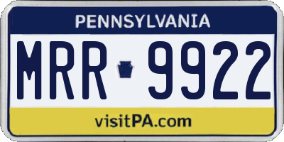 PA license plate MRR9922
