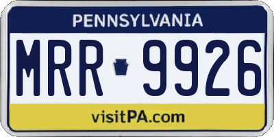 PA license plate MRR9926