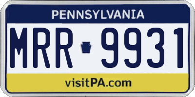 PA license plate MRR9931