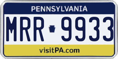 PA license plate MRR9933
