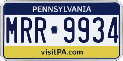 PA license plate MRR9934