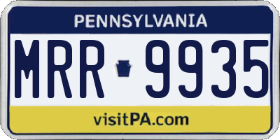 PA license plate MRR9935