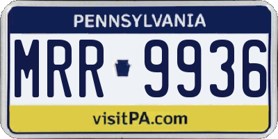 PA license plate MRR9936