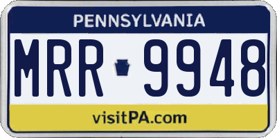 PA license plate MRR9948